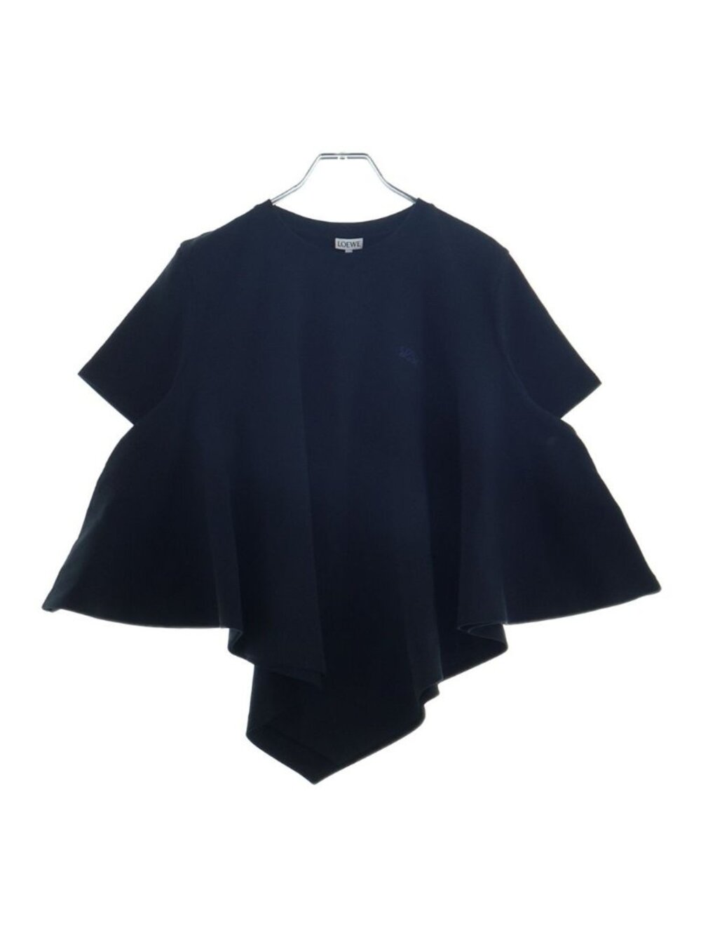 Loewe Half Anagram Logo Crew Neck Short Sleeve Cape T-Shirt Black